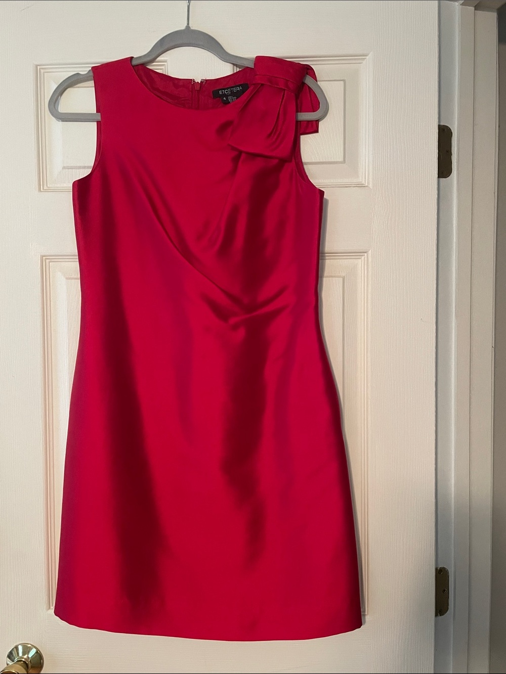 Etcetera Bright Red Sleeveless Sheath Dress with Shoulder Bow